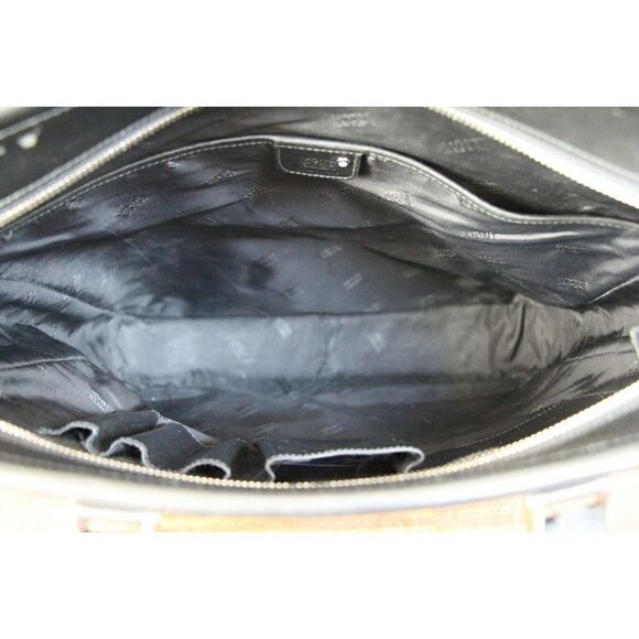 $915 MONTBLANC ITALY GRAY NYLON BLACK LEATHER BUSINESS TOTE SHOULDER BAG HANDBAG - Picture 9 of 11